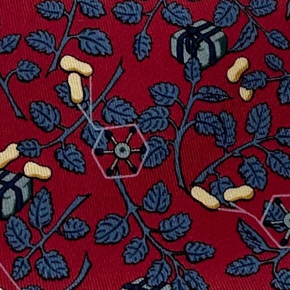 Rare Hermes Vintage‎ Leaf Vines Peanuts Gift Boxes Silk Whimsical Novelty Tie - Picture 2 of 8